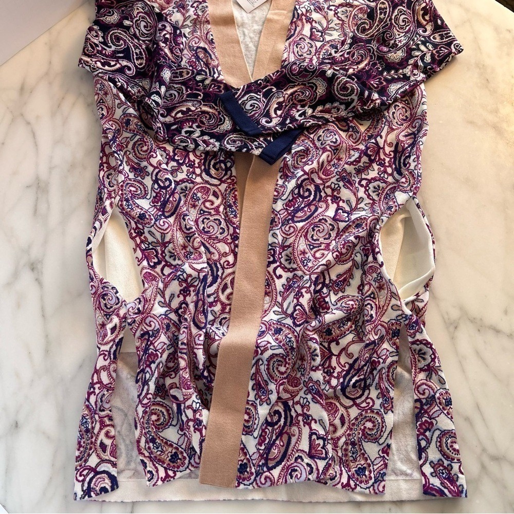 NWT Lands End Womens Paisley Print Open Front Cardigan Sweater Size SP - Picture 12 of 16